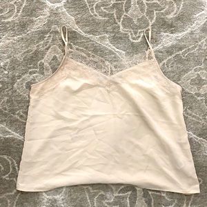Dynamite Spaghetti Strap Lace Trim Cream Tank